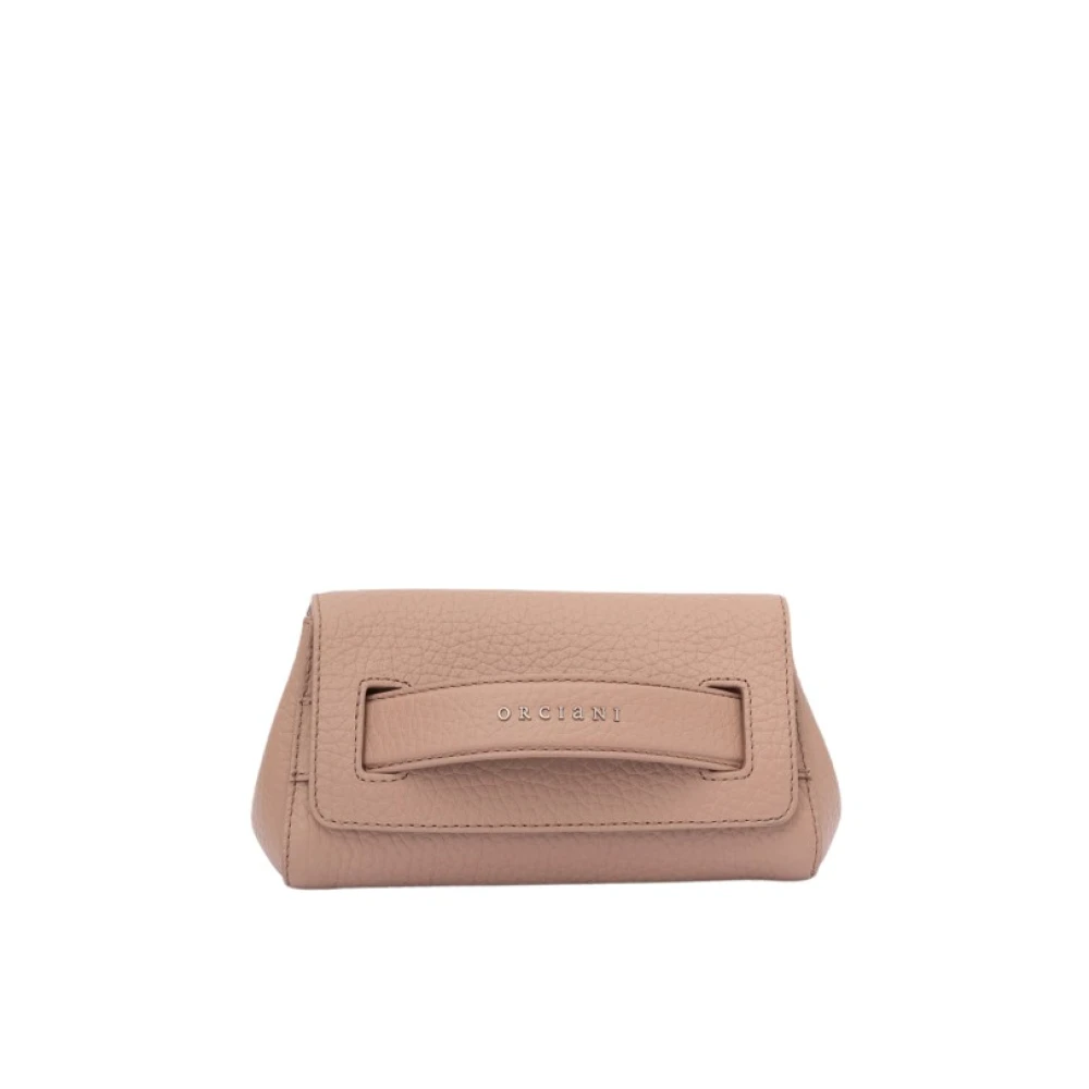 Orciani Zachte Gehamerde Leren Clutch Tas Beige Dames