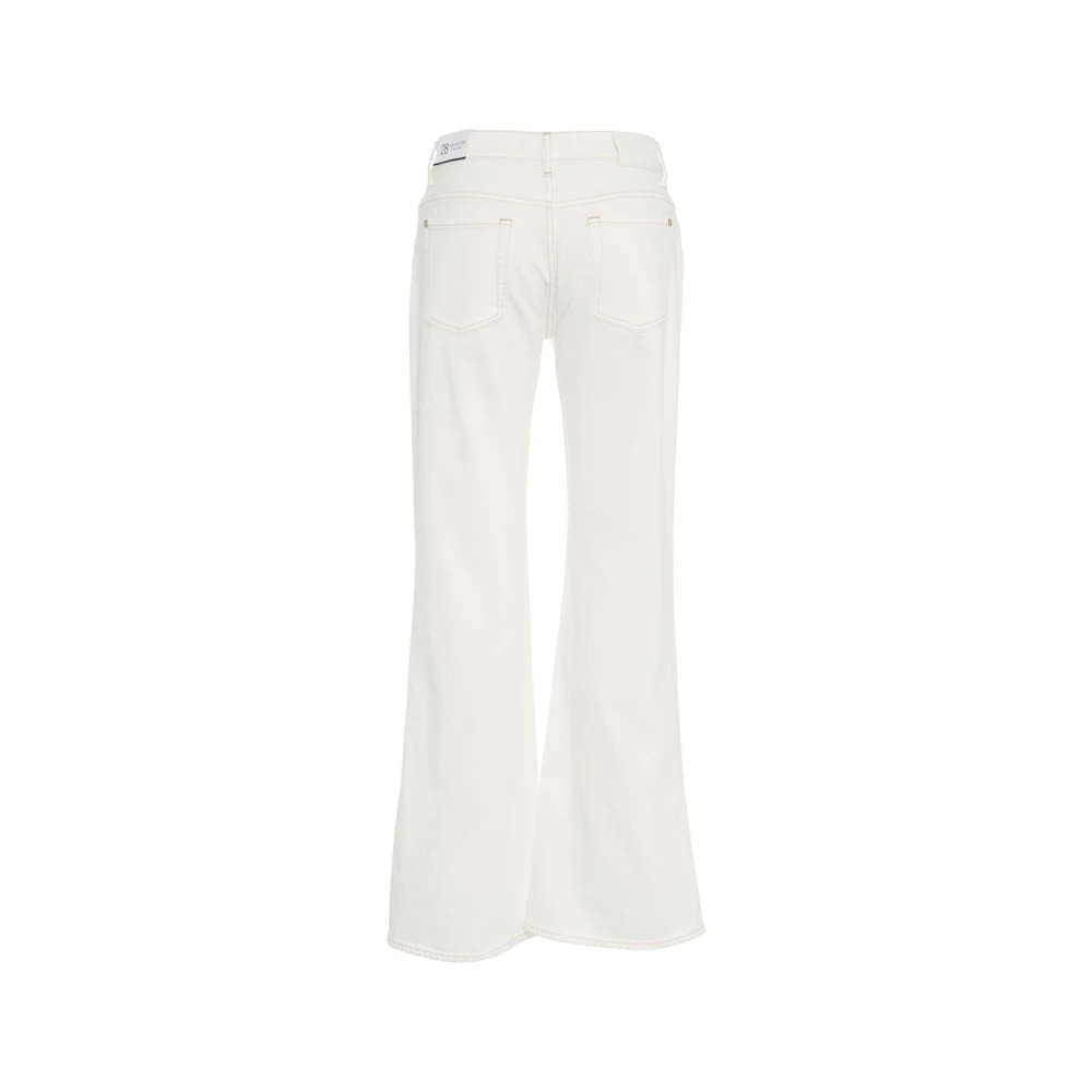 7 For All Mankind Wijde Jeans Denim Blue White Dames