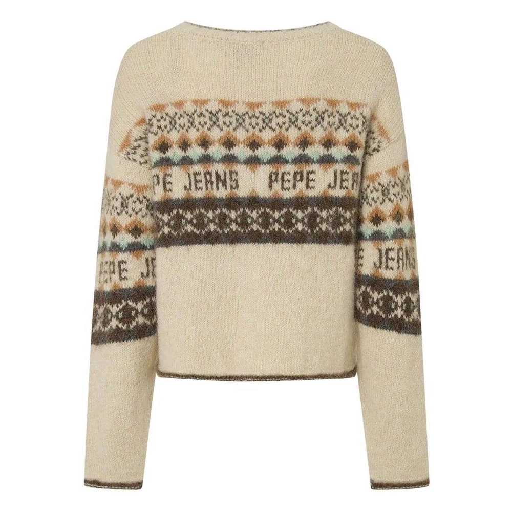Pepe Jeans Women's Brown Round-Neck Knitwear, Xs, Jumper