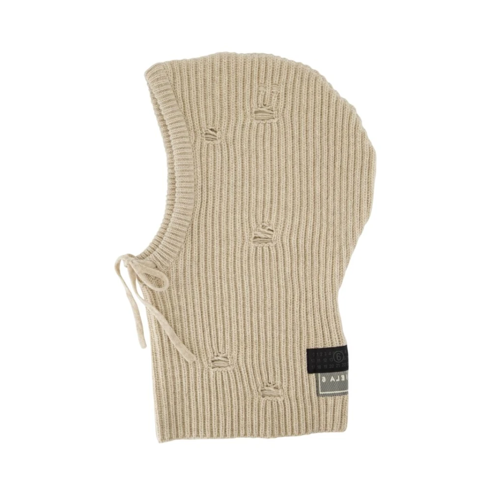 Mm6 Maison Margiela Unisex Beige Wool Beanie In