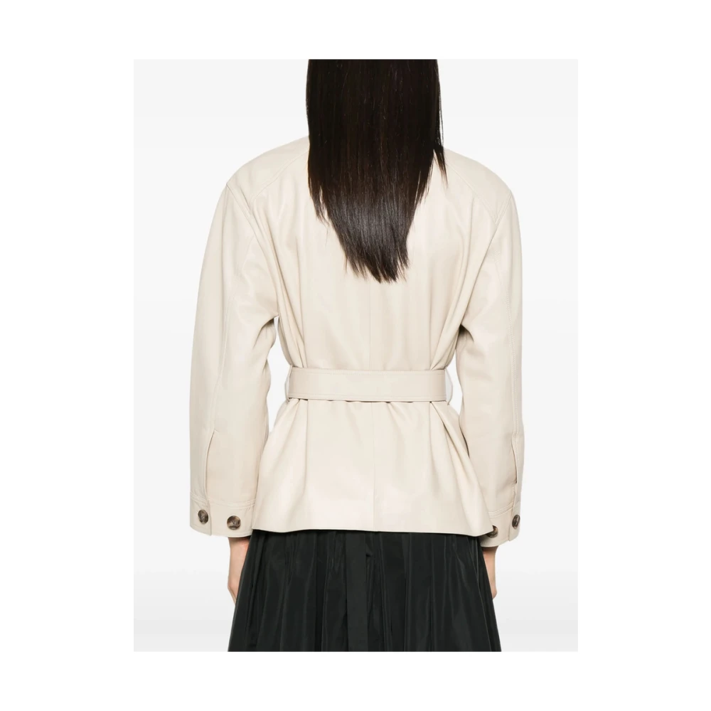 Yves Salomon Beige leren bovenkleding met riem White Dames