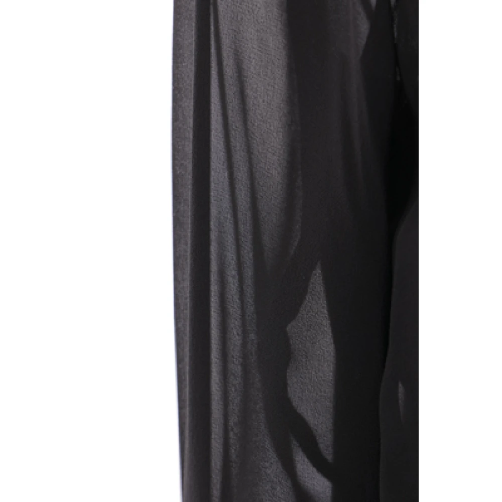 Max Mara Zwarte zijden georgette blouse met satijnen afwerking Black Dames