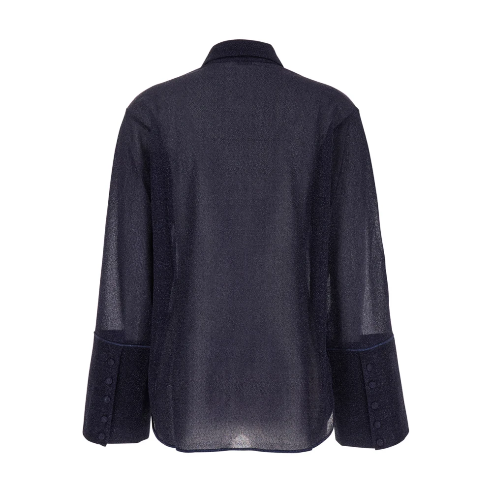 Oseree Blauw overhemd met klassieke kraag en klokmouwen Blue Dames