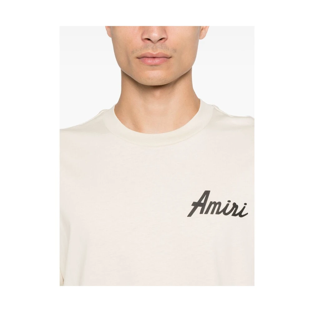 Amiri T-shirt met katoenen logo print Beige Heren