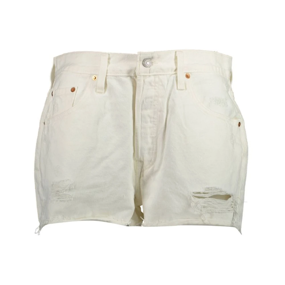 Levi's Women's White Denim Shorts, W26, Cotton Jeans