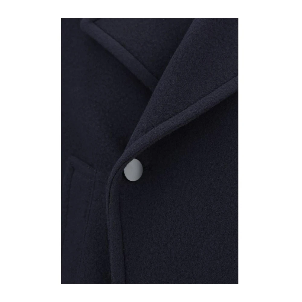 Tagliatore Wollen jas met revers en knoopsluiting en gestructureerde schouders Blue Heren