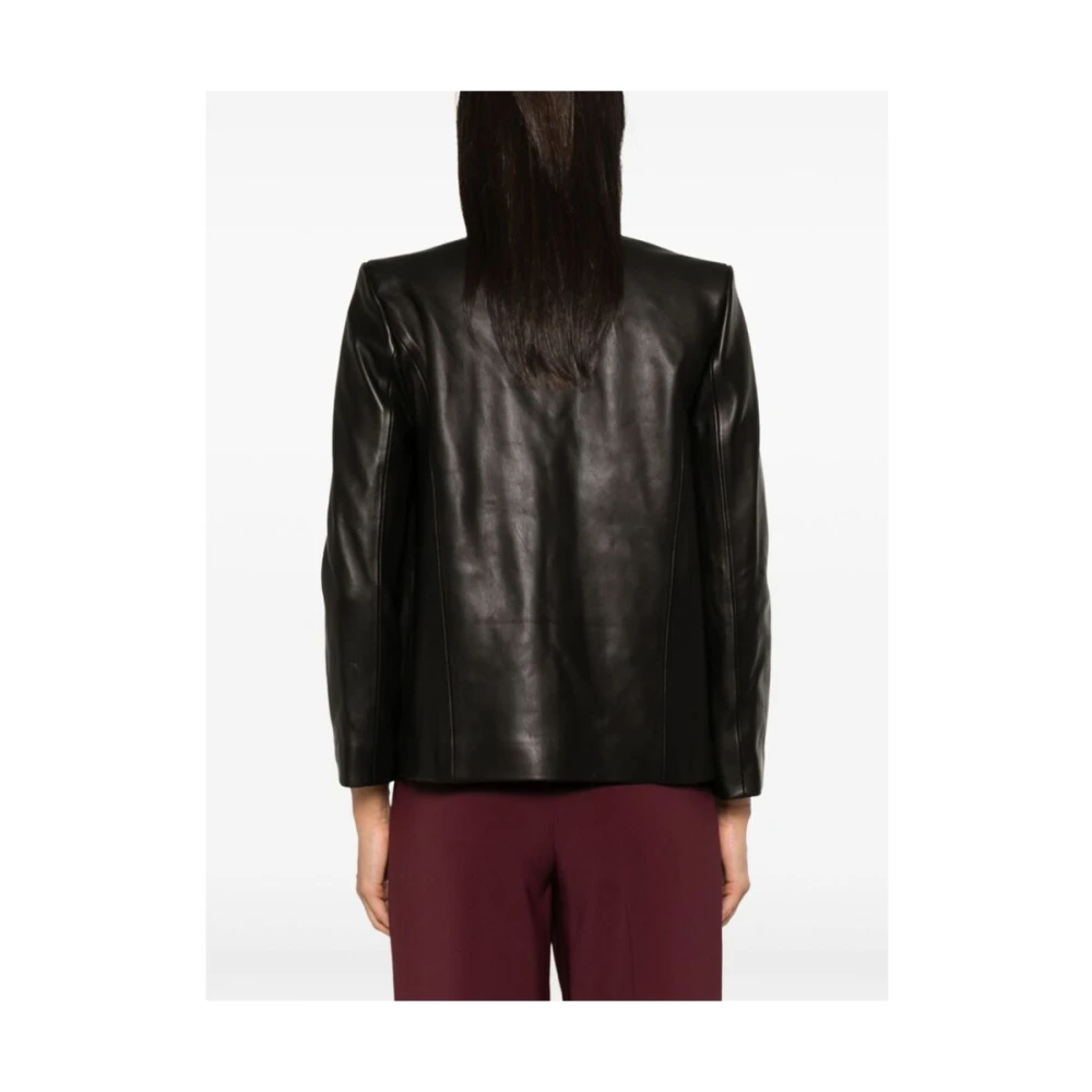 Anine Bing Zwart leren bovenkleding met gouden knopen Black Dames