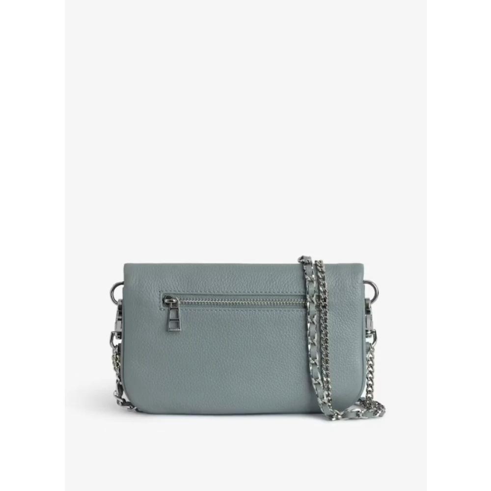 Zadig & Voltaire Grijze Leren Pouch met Strass Gray Dames