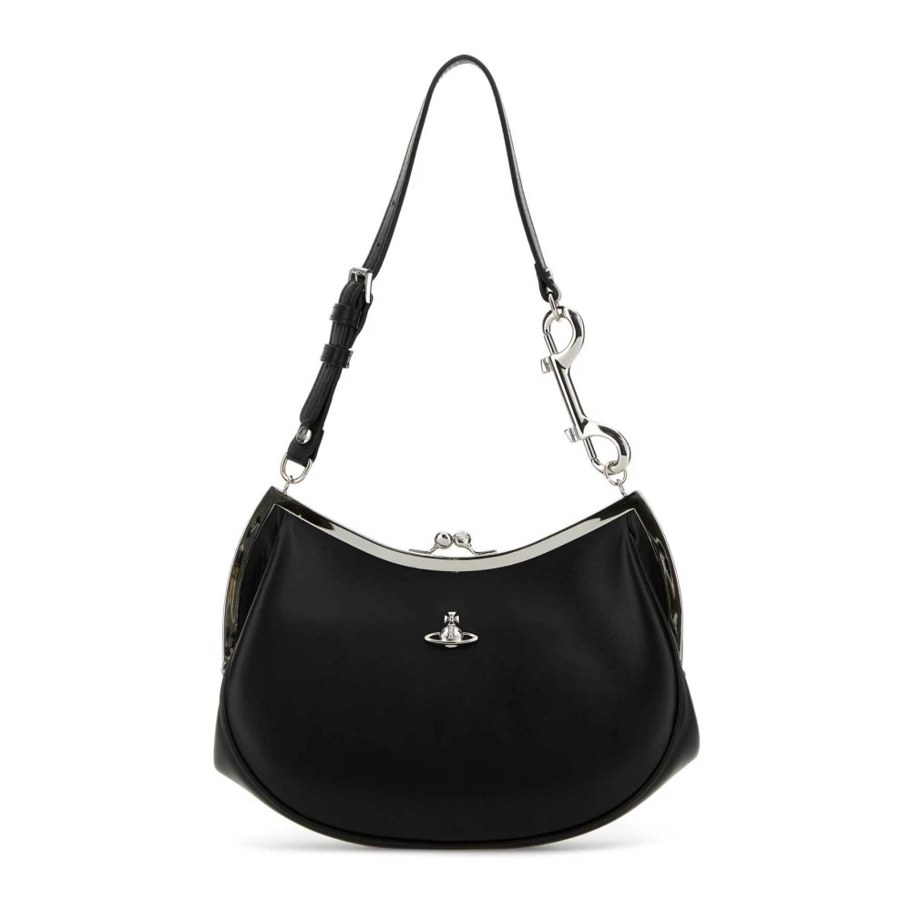 Vivienne Westwood Charm Frame Schoudertas van Zwart Leer Black Dames