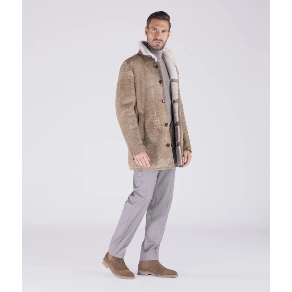 Gimo's Vintage Shearling Suede Jas Beige Heren