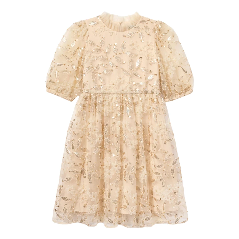 Self Portrait Girls Beige Occassion Wear,, Sequin Tulle Dress Size 8 Y