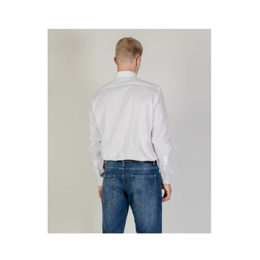Aquascutum Club Check Overhemd Lange Mouw White Heren