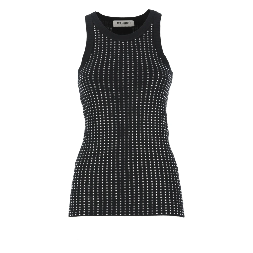 The Attico Women's Black Sequin Embellished Cotton Top