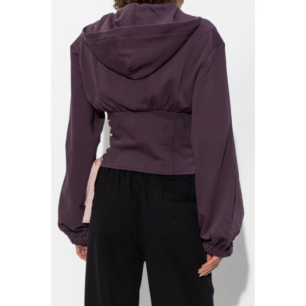 Versace Jeans Couture Sweatshirt met decoratieve zijveters Purple Dames