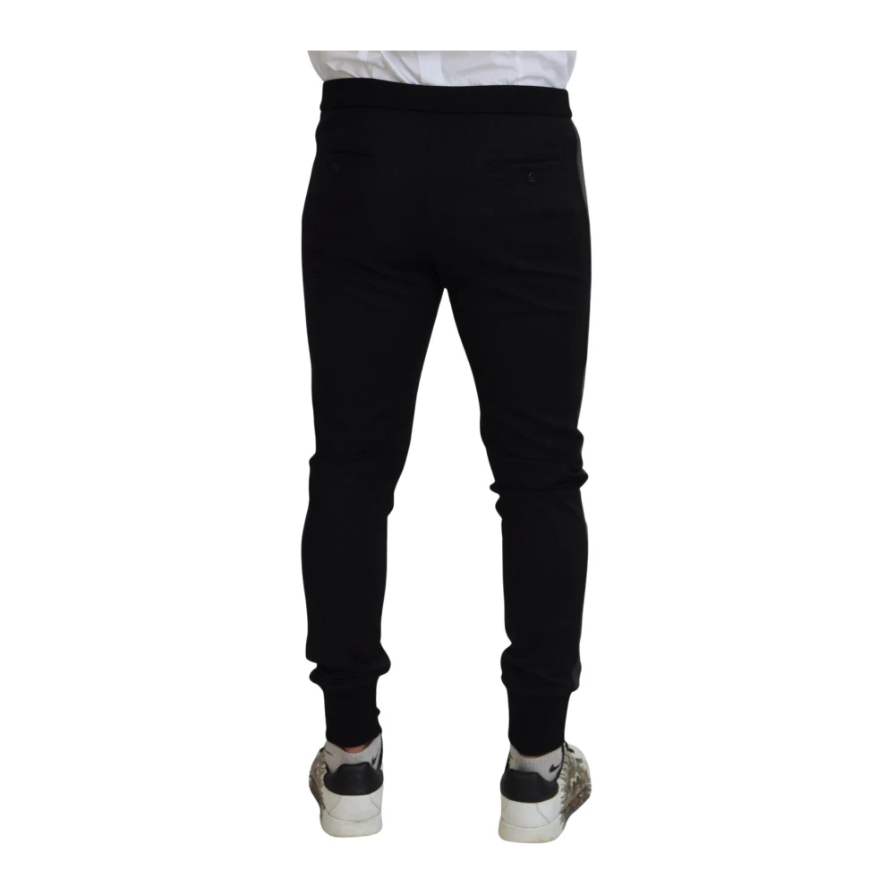 Dolce & Gabbana Black Jogger Trousers With Logo Details - Male - Slim-Fit Trousers - Black - Xl - Trousers - Image 3