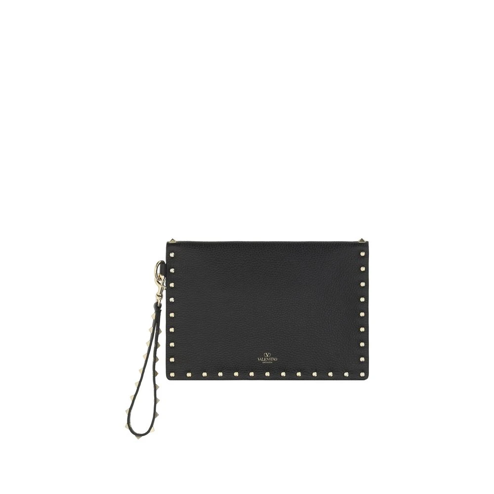 Valentino Garavani Rockstud Clutch met Magnetische Klep Black Dames