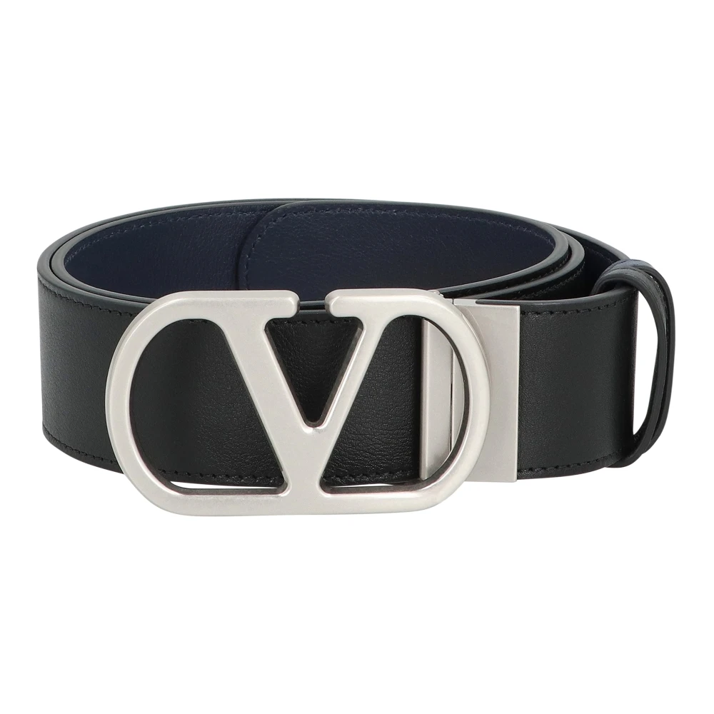 Valentino Garavani Blue Belts, Unisex, 95 Cm, Vlogo Leather Reversible Belt