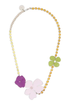 Enamel Flower Rhinestone Necklace