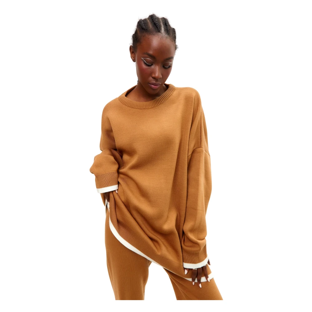 Cesare Gaspari Oversized Jogger set Kameel Brown Dames