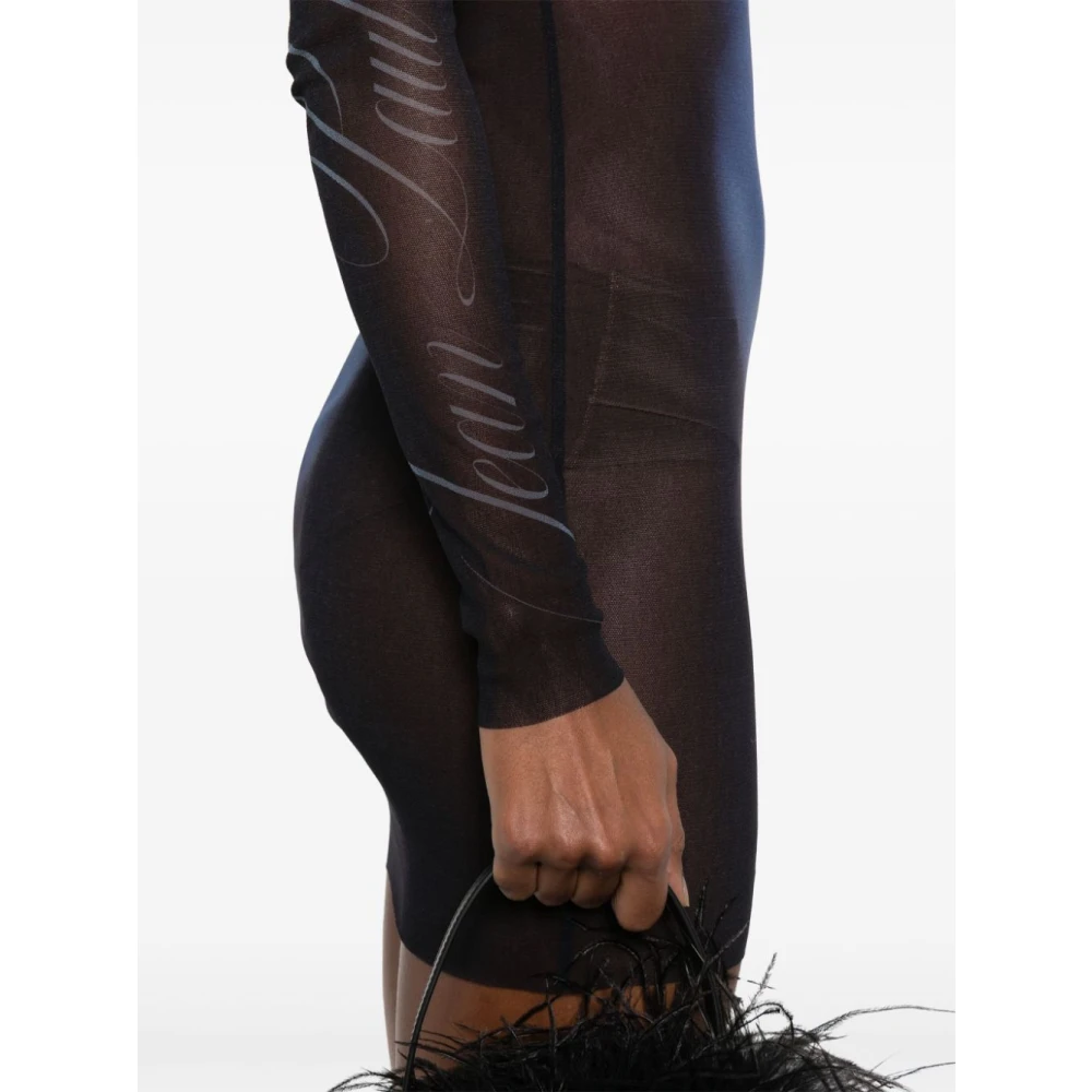 Jean Paul Gaultier Blauwe Print Korte Jurk met Transparant Ontwerp Blue Dames