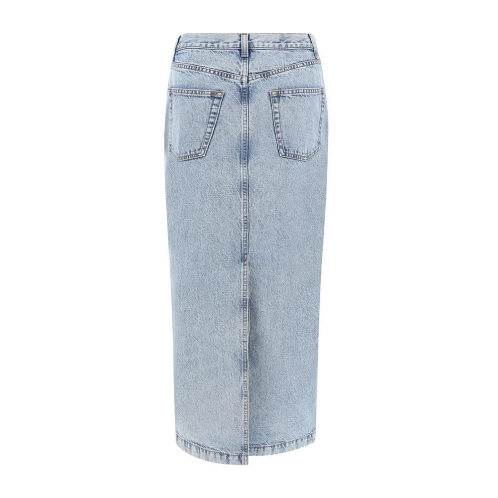 Fabiana Filippi Denim Midi Rok met Contraststiksels Blue Dames