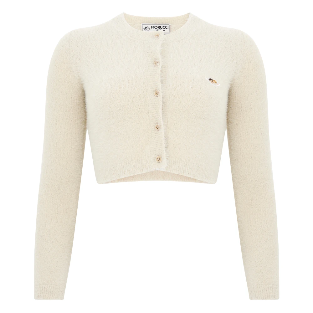 Fiorucci Witte Cardigan met Geborduurd Logo White Dames