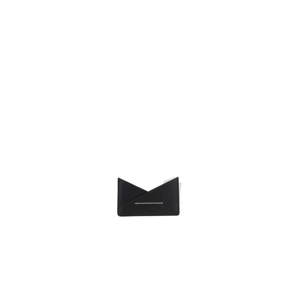 MM6 Maison Margiela Zwarte leren creditcardportemonnee Black Heren