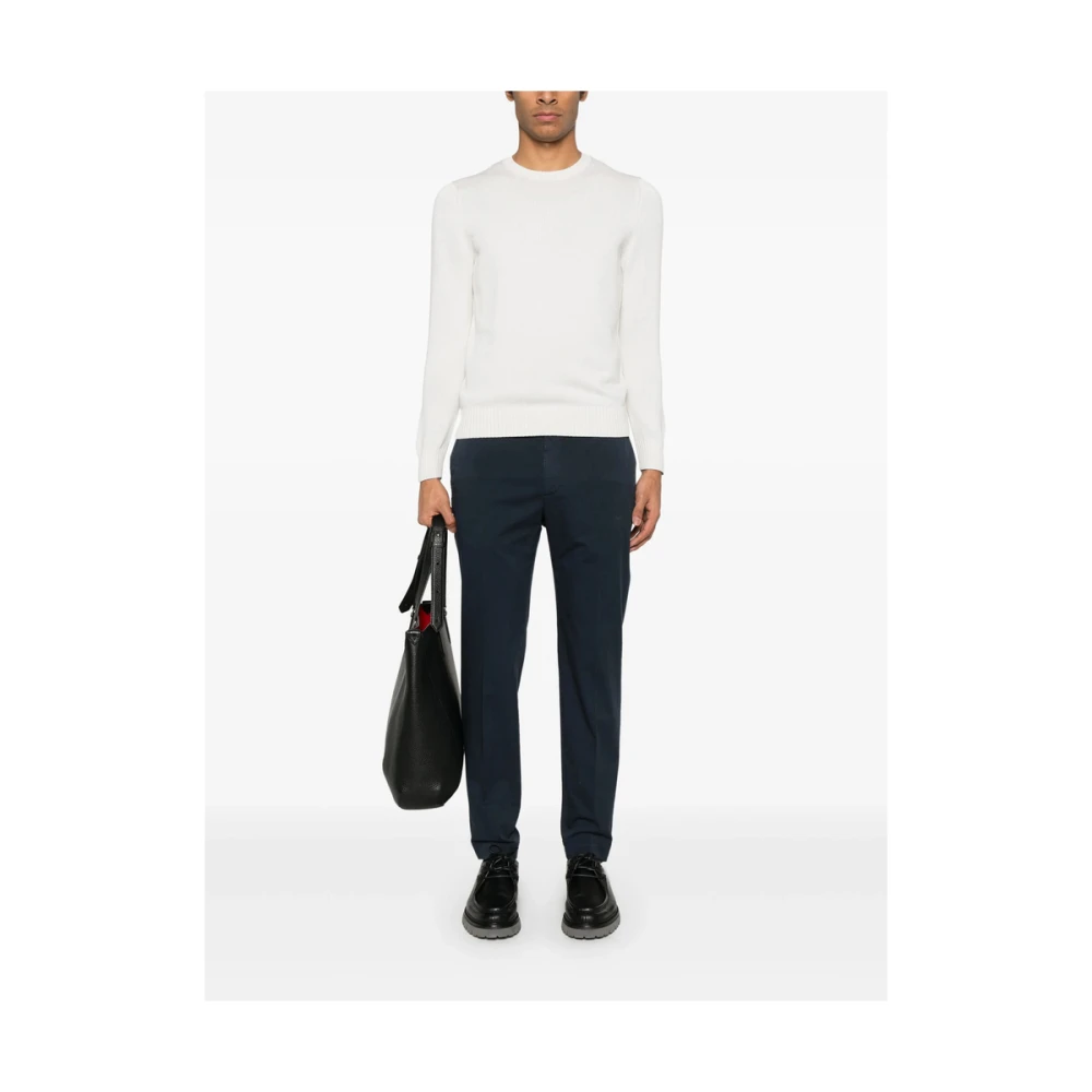 Incotex Navy Blue Front Button Pants Blue Heren