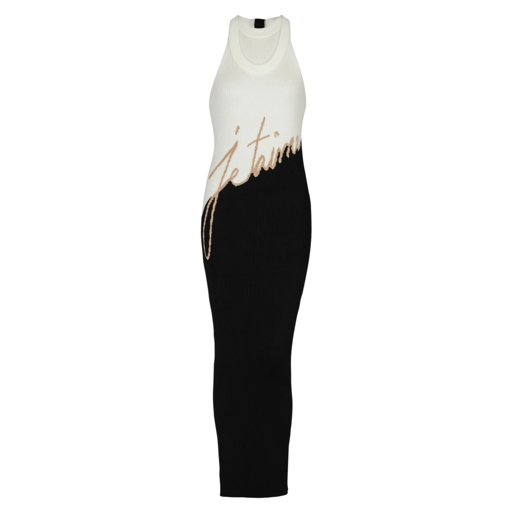 Balmain Lange 'Love Letter' jacquard gebreide jurk Black Dames