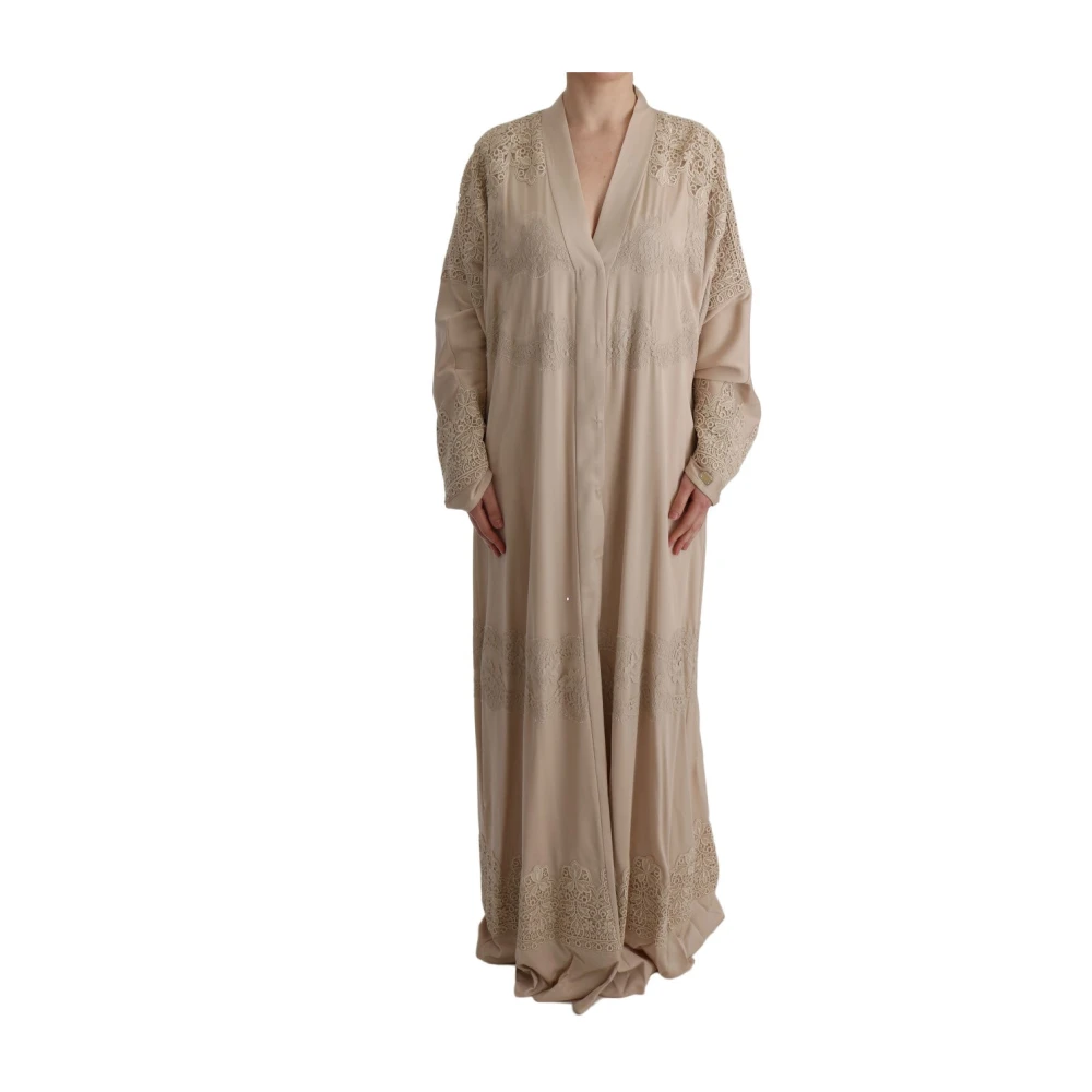 Dolce & Gabbana Women's Beige Floral Lace Kaftan Dress