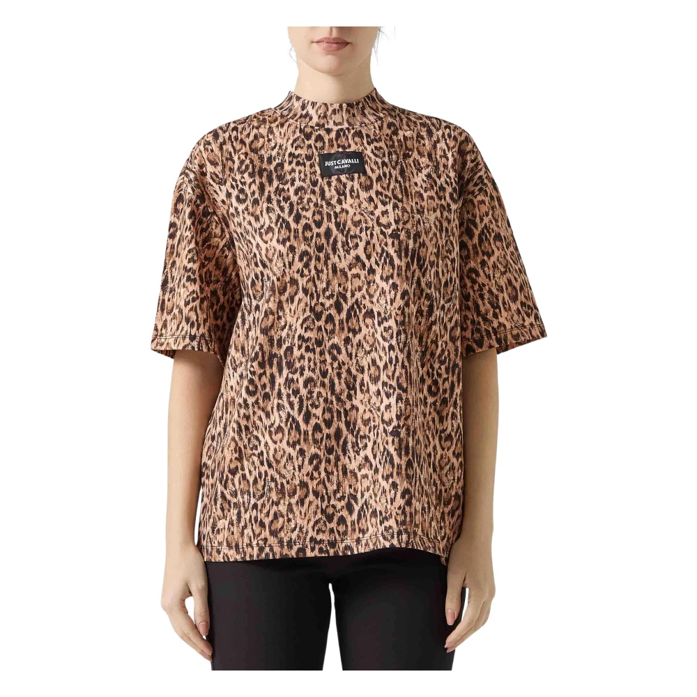 Just Cavalli , T-Shirts, Female, Multicolor, M, Leopard Print T-Shirt