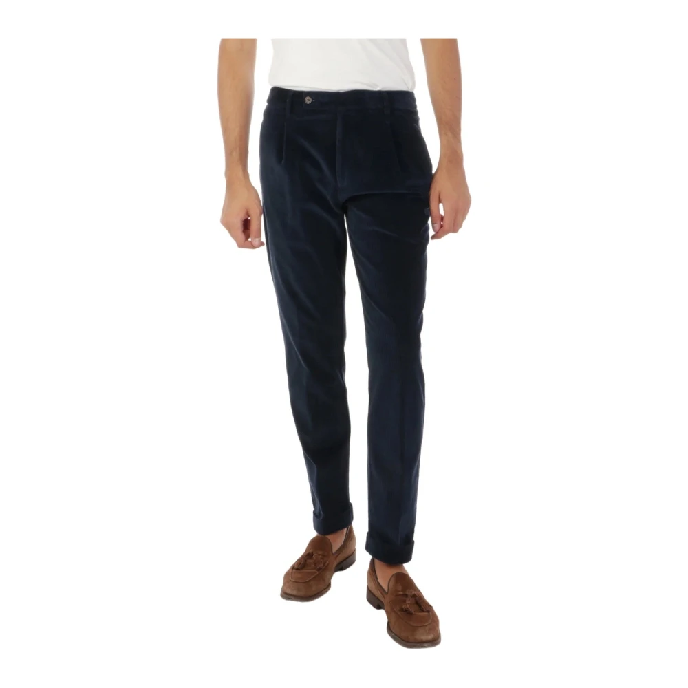 Berwich Blauwe Katoenen Broek Blue Heren