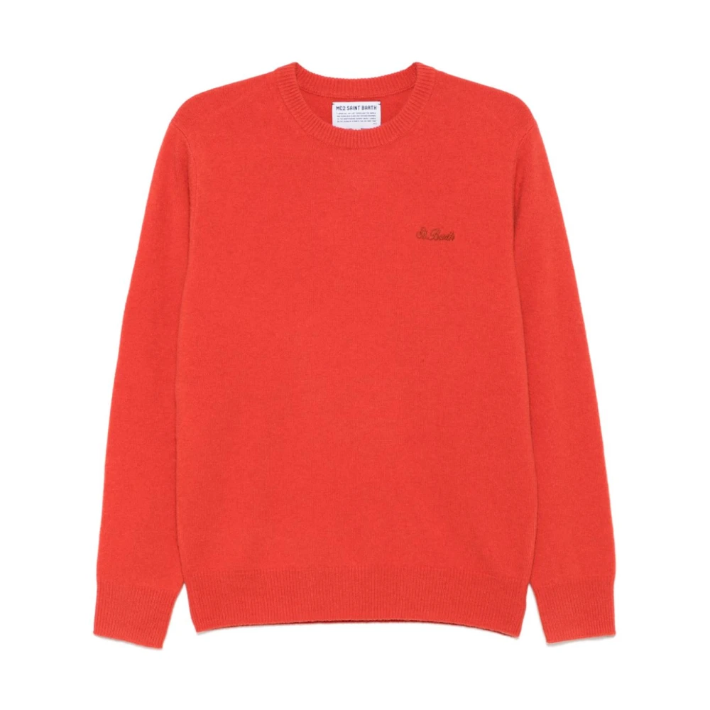 MC2 Saint Barth Oranje Wollen Trui met Logo Borduursel Orange Heren