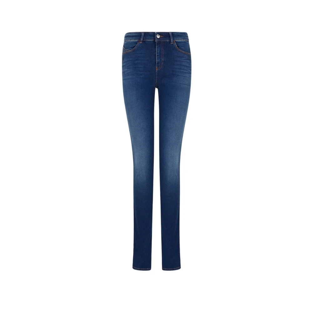 Emporio Armani Hoge Taille Skinny Leg Denim Jeans Blue Dames