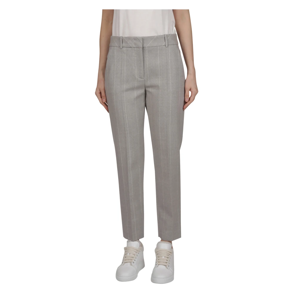 Eleventy Slimme Wollen Flanellen Broek Gray Dames