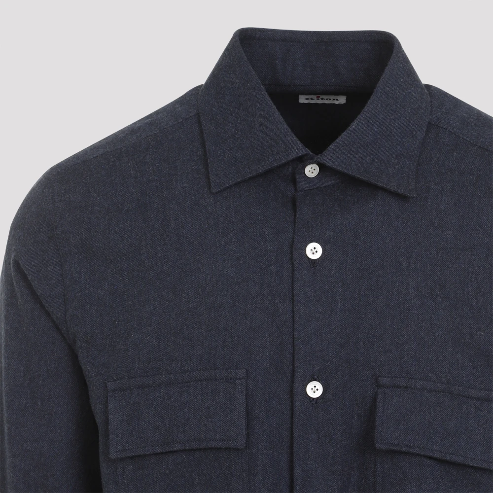 Kiton Blauw Katoenen Overhemd Elegante Stijl Blue Heren