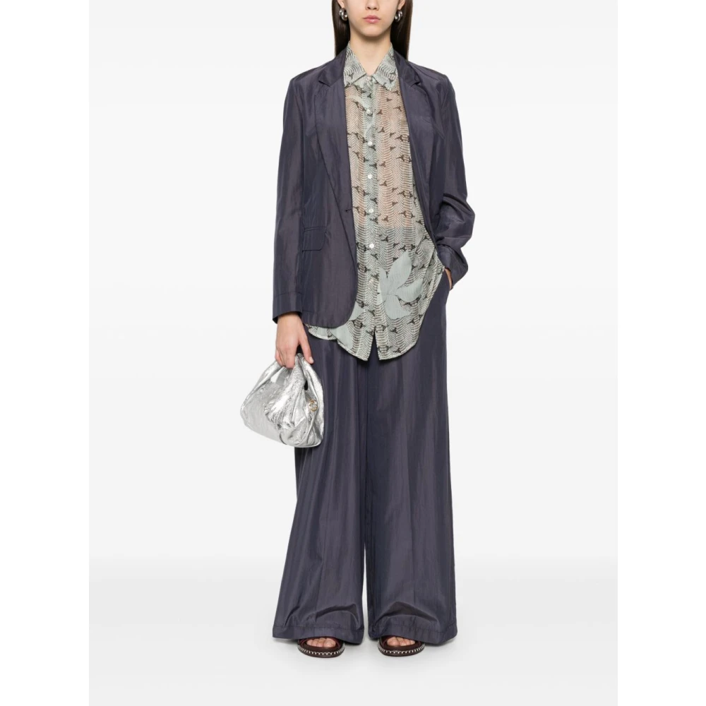 Forte Grijze Button-Up Shirt met Box-Pleat Detail Gray Dames