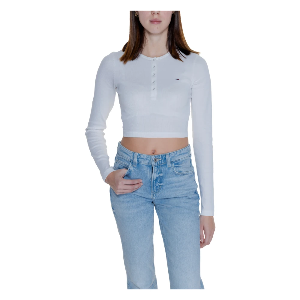 Tommy Jeans Henley Dames T-shirt Katoenmix White Dames