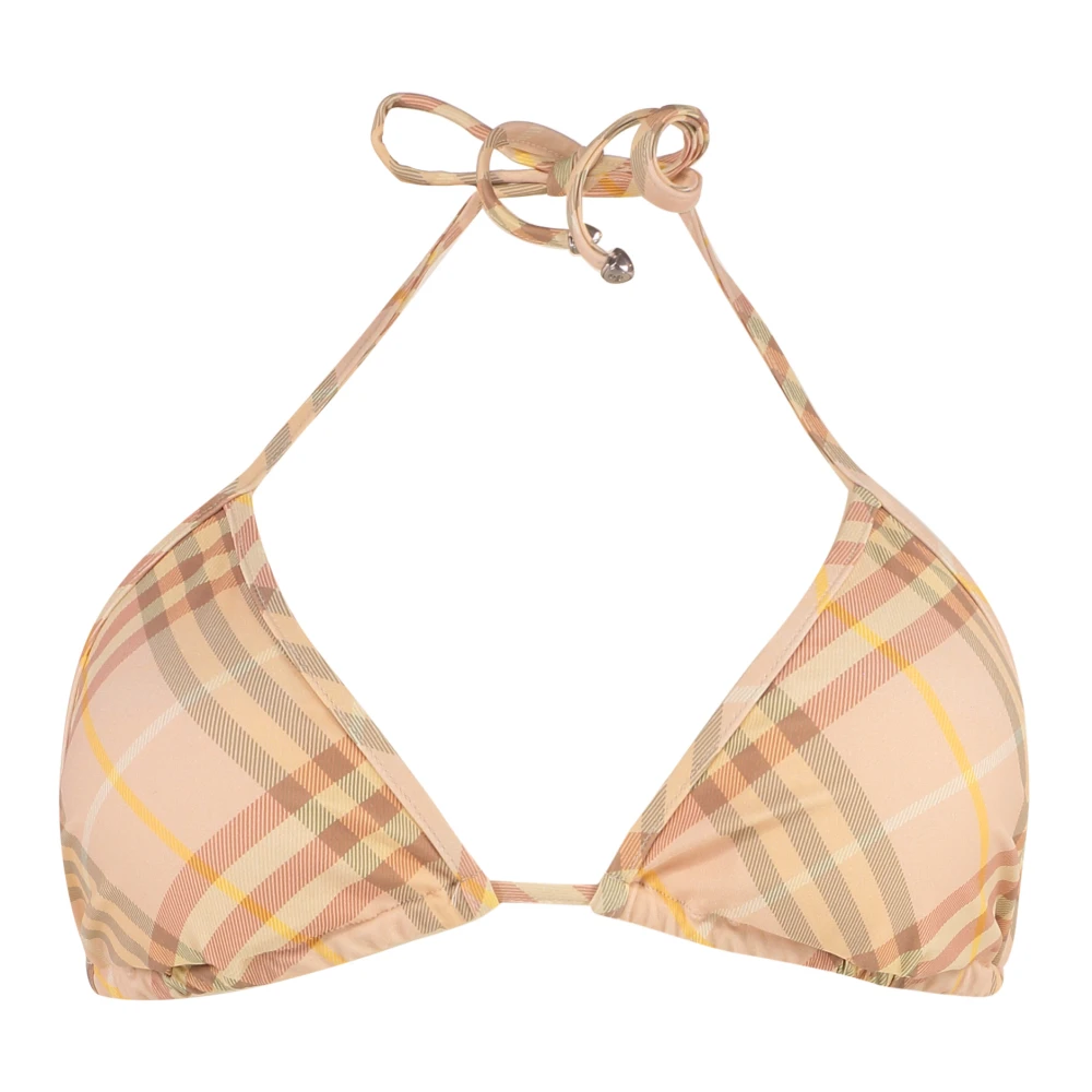 Burberry Women's Pink Triangle Bikini Top With Check Motif