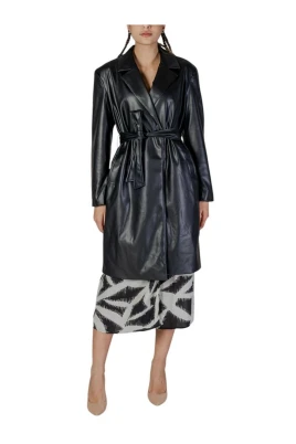 Svart Polyester Parka Trench Coat Kollektion