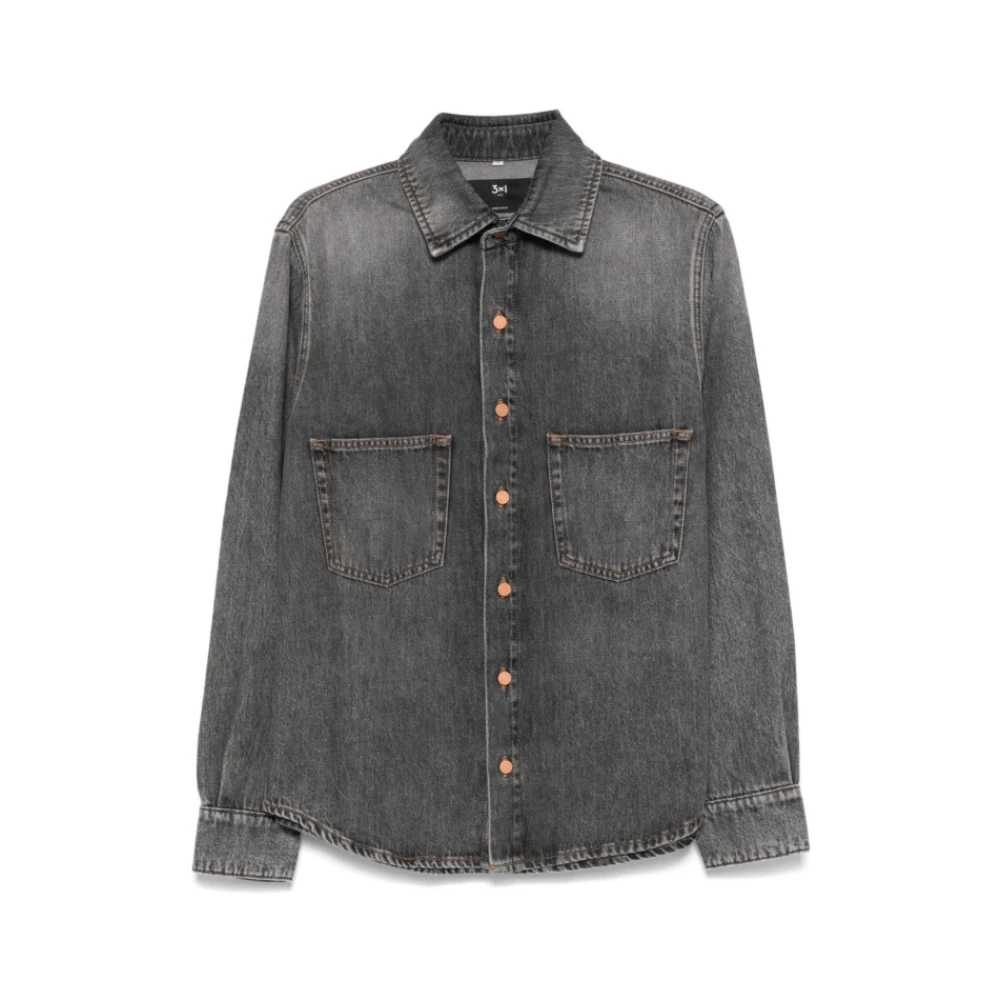 3X1 Grijze Denim Shirt met Zakken Gray Dames