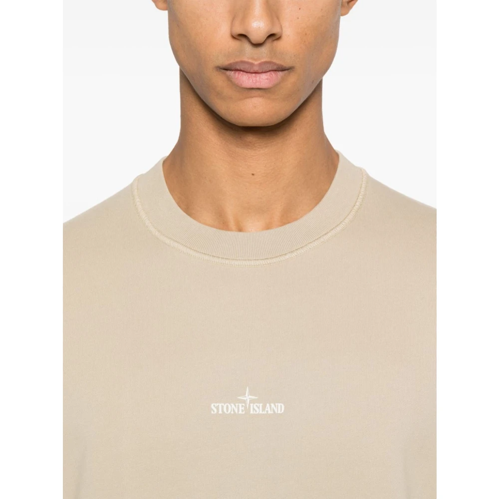Stone Island Beige Ribbed Crew Neck Sweater Beige Heren