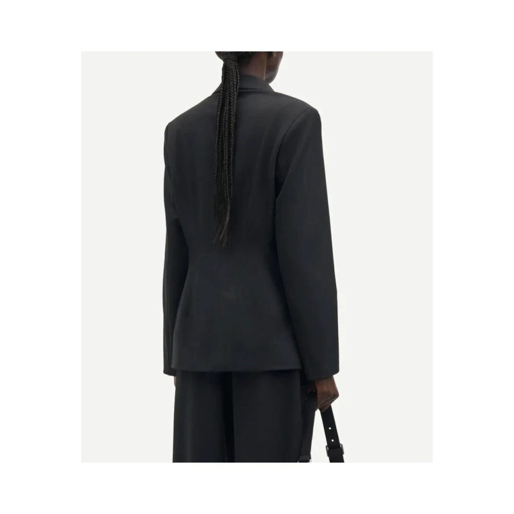 Samsøe Klassieke blazer met enkele rij knopen en getailleerde pasvorm Black Dames