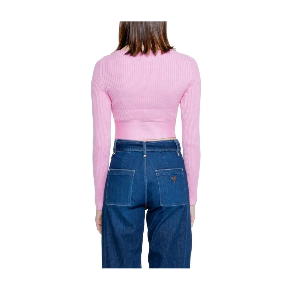 Only Multicolor Geribbelde Gebreide Crop Top Pink Dames