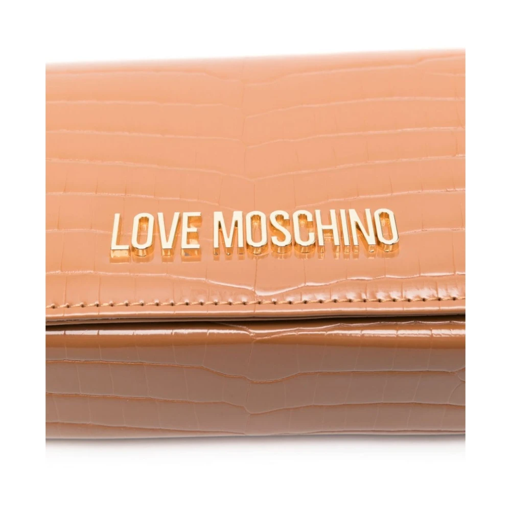 Love Moschino Krokodil Effect Beige Clutch Tas Beige Dames