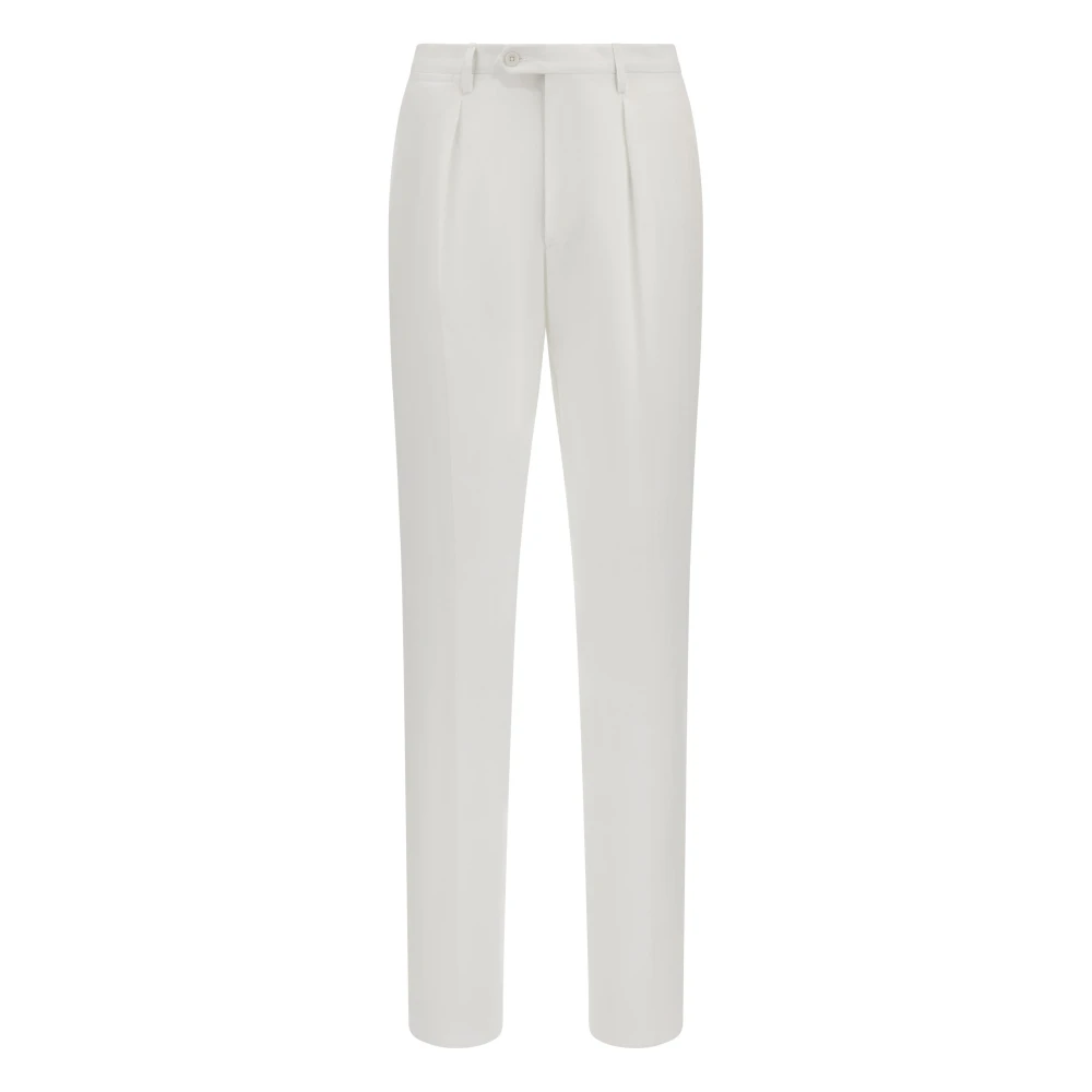 Boggi Milano Homme Blanc Pantalons, Taille: S Pantalon En Lin Pur