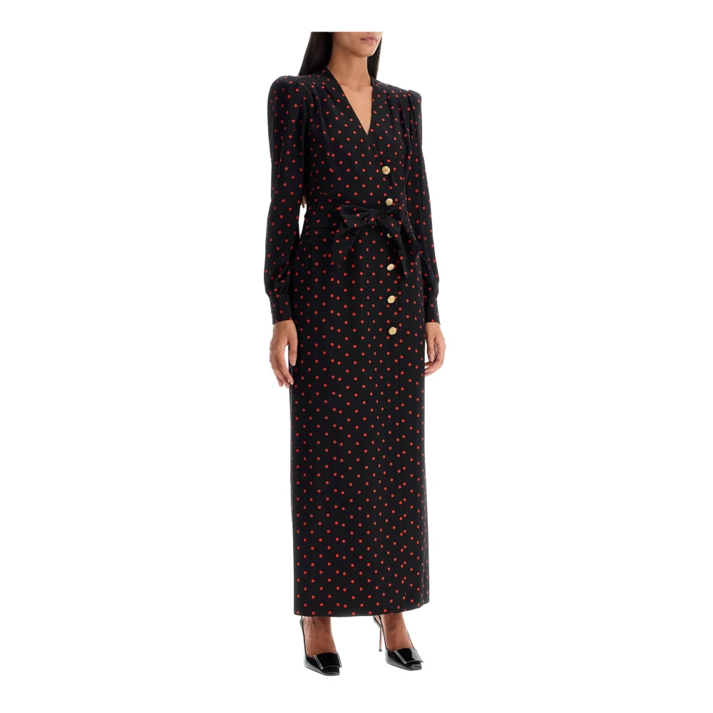 Alessandra Rich Zijden maxi-jurk met polkadots Multicolor Dames