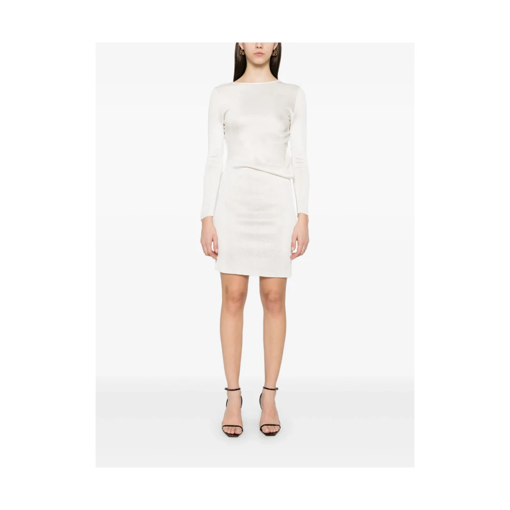 Tom Ford Witte Crew Neck Lange Mouw Jurk White Dames