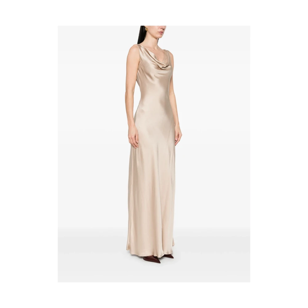 By Malina Beige Cowl Neck Mouwloze Lange Jurk Beige Dames