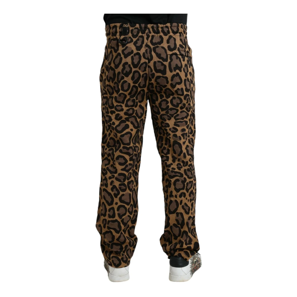 Dolce & Gabbana Luipaardprint Jogger Broek Brown Heren